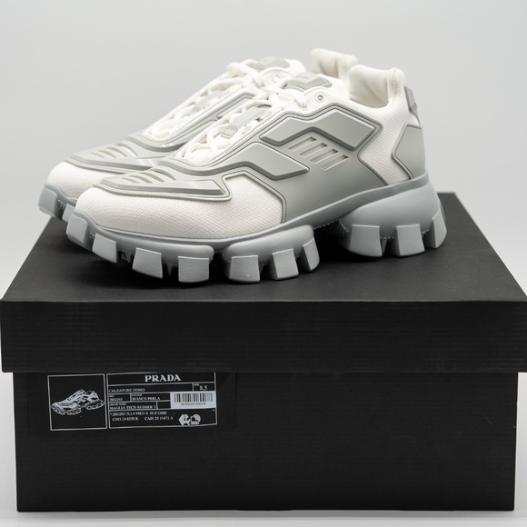 size 8.5uk 9.5 US Prada Cloudbust Thunder Grey White Fabric Rubber - Picture 12 of 13